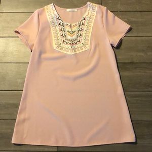 Pink embroidered tunic top